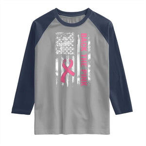 Back The Pink Ribbon Breast Cancer Awareness Raglan Shirt American Flag TS10 Sport Gray Navy Print Your Wear
