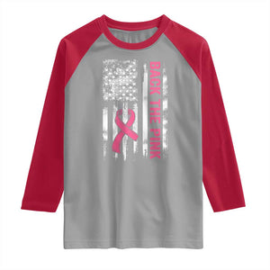 Back The Pink Ribbon Breast Cancer Awareness Raglan Shirt American Flag TS10 Sport Gray Red Print Your Wear