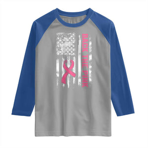 Back The Pink Ribbon Breast Cancer Awareness Raglan Shirt American Flag TS10 Sport Gray Royal Print Your Wear