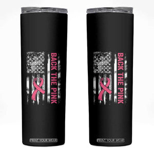Back The Pink Ribbon Breast Cancer Awareness Skinny Tumbler American Flag TS10 Black Print Your Wear