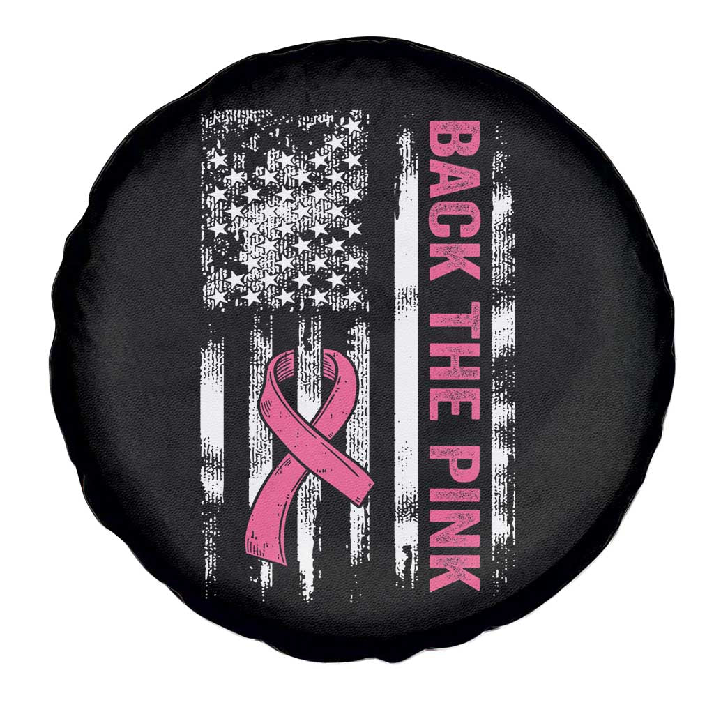 Back The Pink Ribbon Breast Cancer Awareness Spare Tire Cover American Flag TS10 Print Your Wear