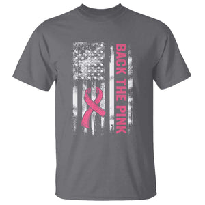 Back The Pink Ribbon Breast Cancer Awareness T Shirt American Flag TS10 Charcoal Print Your Wear