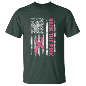 Back The Pink Ribbon Breast Cancer Awareness T Shirt American Flag TS10 Dark Forest Green Print Your Wear