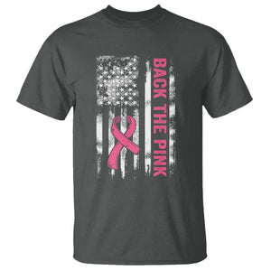 Back The Pink Ribbon Breast Cancer Awareness T Shirt American Flag TS10 Dark Heather Print Your Wear