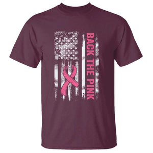 Back The Pink Ribbon Breast Cancer Awareness T Shirt American Flag TS10 Maroon Print Your Wear
