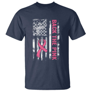 Back The Pink Ribbon Breast Cancer Awareness T Shirt American Flag TS10 Navy Print Your Wear