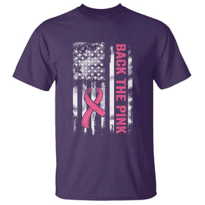 Back The Pink Ribbon Breast Cancer Awareness T Shirt American Flag TS10 Purple Print Your Wear