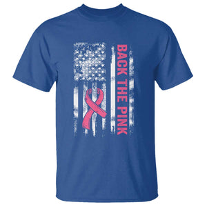 Back The Pink Ribbon Breast Cancer Awareness T Shirt American Flag TS10 Royal Blue Print Your Wear