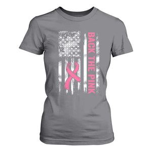 Back The Pink Ribbon Breast Cancer Awareness T Shirt For Women American Flag TS10 Charcoal Print Your Wear