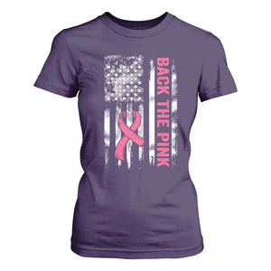 Back The Pink Ribbon Breast Cancer Awareness T Shirt For Women American Flag TS10 Purple Print Your Wear
