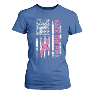 Back The Pink Ribbon Breast Cancer Awareness T Shirt For Women American Flag TS10 Royal Blue Print Your Wear