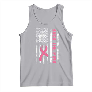Back The Pink Ribbon Breast Cancer Awareness Tank Top American Flag TS10 Athletic Heather Print Your Wear