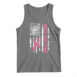 Back The Pink Ribbon Breast Cancer Awareness Tank Top American Flag TS10 Black Heather Print Your Wear