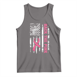 Back The Pink Ribbon Breast Cancer Awareness Tank Top American Flag TS10 Deep Heather Print Your Wear
