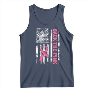 Back The Pink Ribbon Breast Cancer Awareness Tank Top American Flag TS10 Navy Print Your Wear