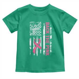 Back The Pink Ribbon Breast Cancer Awareness Toddler T Shirt American Flag TS10 Irish Green Print Your Wear