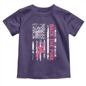 Back The Pink Ribbon Breast Cancer Awareness Toddler T Shirt American Flag TS10 Purple Print Your Wear