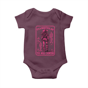 Cowgirl Breast Cancer Baby Onesie Beautiful Day To Kill Cancer Vintage Western Pink TS10 Maroon Print Your Wear
