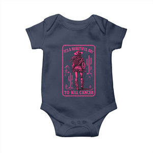 Cowgirl Breast Cancer Baby Onesie Beautiful Day To Kill Cancer Vintage Western Pink TS10 Navy Print Your Wear
