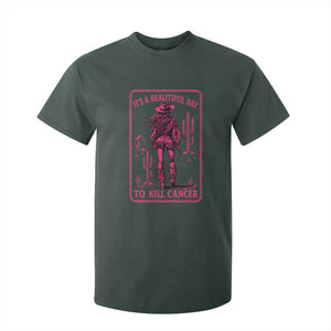 Cowgirl Breast Cancer T Shirt For Kid Beautiful Day To Kill Cancer Vintage Western Pink TS10 Dark Forest Green Print Your Wear