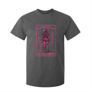 Cowgirl Breast Cancer T Shirt For Kid Beautiful Day To Kill Cancer Vintage Western Pink TS10 Dark Heather Print Your Wear