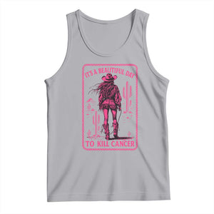 Cowgirl Breast Cancer Tank Top Beautiful Day To Kill Cancer Vintage Western Pink TS10 Athletic Heather Print Your Wear