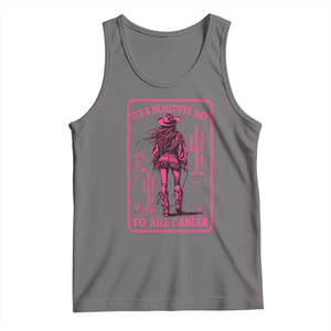 Cowgirl Breast Cancer Tank Top Beautiful Day To Kill Cancer Vintage Western Pink TS10 Deep Heather Print Your Wear