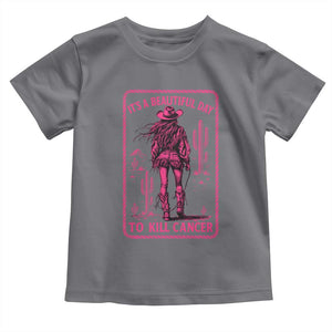 Cowgirl Breast Cancer Toddler T Shirt Beautiful Day To Kill Cancer Vintage Western Pink TS10 Charcoal Print Your Wear