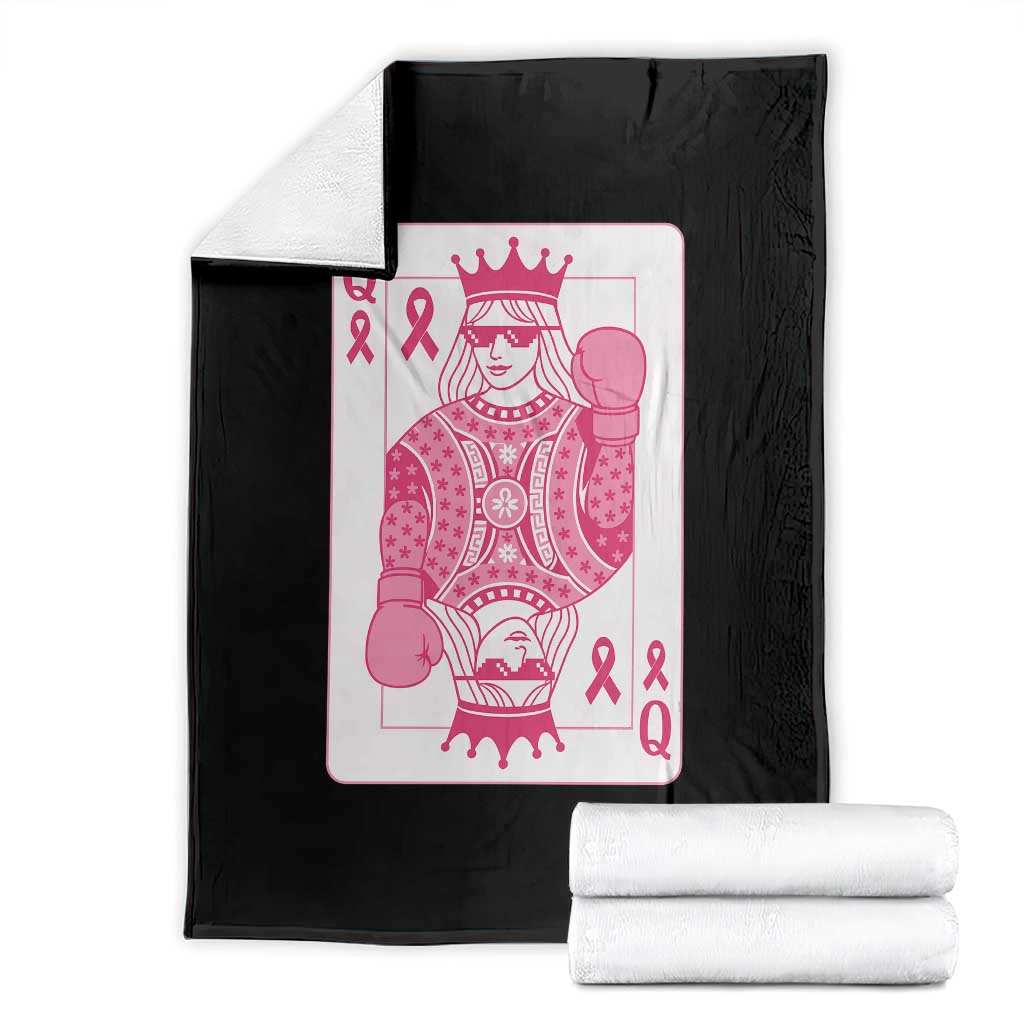 Breast Cancer Awareness Throw Blanket Queen Of Pink Ribbon Blackjack Cards Poker TS10 Black Print Your Wear