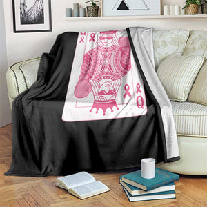 Breast Cancer Awareness Throw Blanket Queen Of Pink Ribbon Blackjack Cards Poker TS10 Print Your Wear