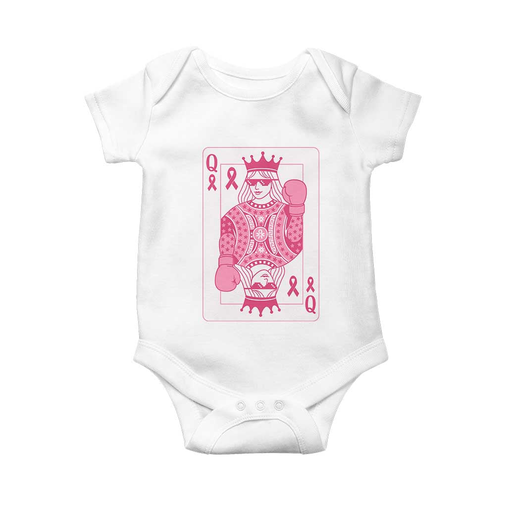 Breast Cancer Awareness Baby Onesie Queen Of Pink Ribbon Blackjack Cards Poker TS10 White Print Your Wear