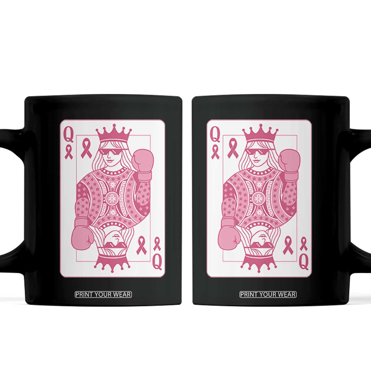 Breast Cancer Awareness Coffee Mug Queen Of Pink Ribbon Blackjack Cards Poker TS10 Black Print Your Wear