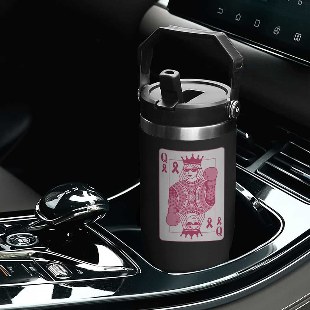 Breast Cancer Awareness Flip Straw Tumbler Queen Of Pink Ribbon Blackjack Cards Poker TS10 Print Your Wear