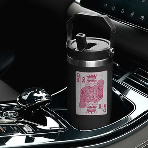 Breast Cancer Awareness Flip Straw Tumbler Queen Of Pink Ribbon Blackjack Cards Poker TS10 Print Your Wear