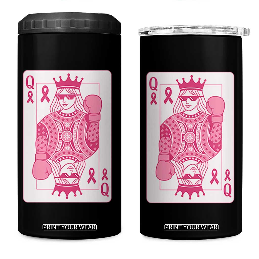 Breast Cancer Awareness 4 in 1 Can Cooler Tumbler Queen Of Pink Ribbon Blackjack Cards Poker TS10 One Size: 16 oz Black Print Your Wear