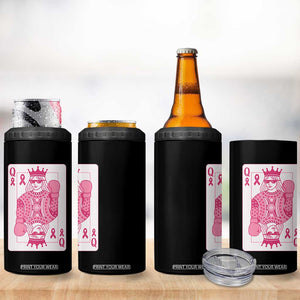Breast Cancer Awareness 4 in 1 Can Cooler Tumbler Queen Of Pink Ribbon Blackjack Cards Poker TS10 Print Your Wear