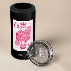 Breast Cancer Awareness 4 in 1 Can Cooler Tumbler Queen Of Pink Ribbon Blackjack Cards Poker TS10 Print Your Wear