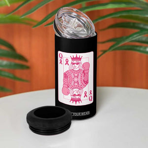 Breast Cancer Awareness 4 in 1 Can Cooler Tumbler Queen Of Pink Ribbon Blackjack Cards Poker TS10 Print Your Wear