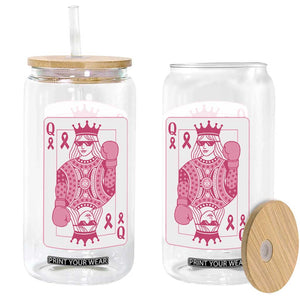 Breast Cancer Awareness Glass Can Queen Of Pink Ribbon Blackjack Cards Poker TS10 Print Your Wear