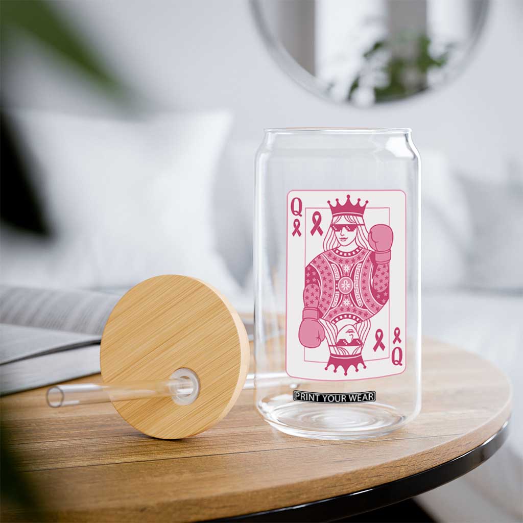 Breast Cancer Awareness Glass Can Queen Of Pink Ribbon Blackjack Cards Poker TS10 Print Your Wear