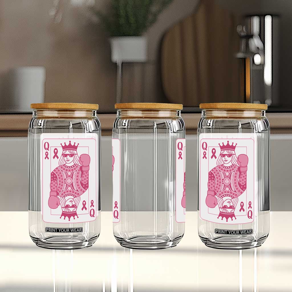 Breast Cancer Awareness Glass Can Queen Of Pink Ribbon Blackjack Cards Poker TS10 Print Your Wear