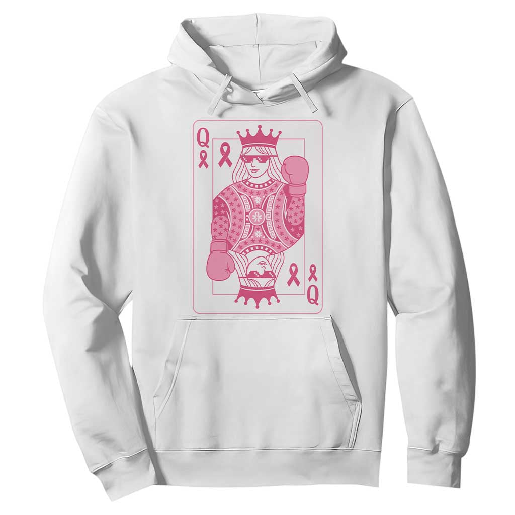 Breast Cancer Awareness Hoodie Queen Of Pink Ribbon Blackjack Cards Poker TS10 White Print Your Wear
