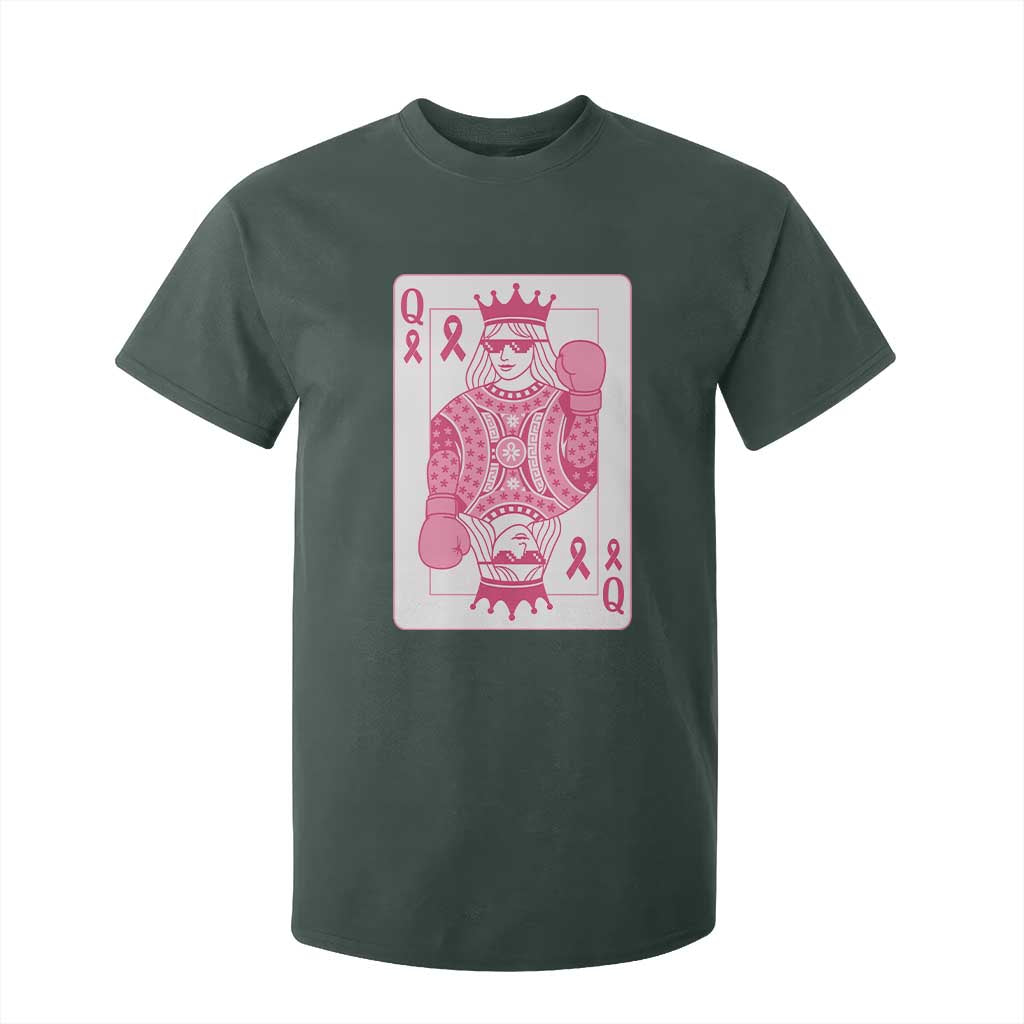 Breast Cancer Awareness T Shirt For Kid Queen Of Pink Ribbon Blackjack Cards Poker TS10 Dark Forest Green Print Your Wear