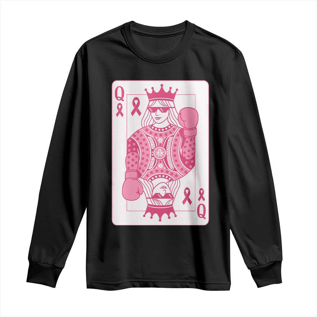 Breast Cancer Awareness Long Sleeve Shirt Queen Of Pink Ribbon Blackjack Cards Poker TS10 Black Print Your Wear