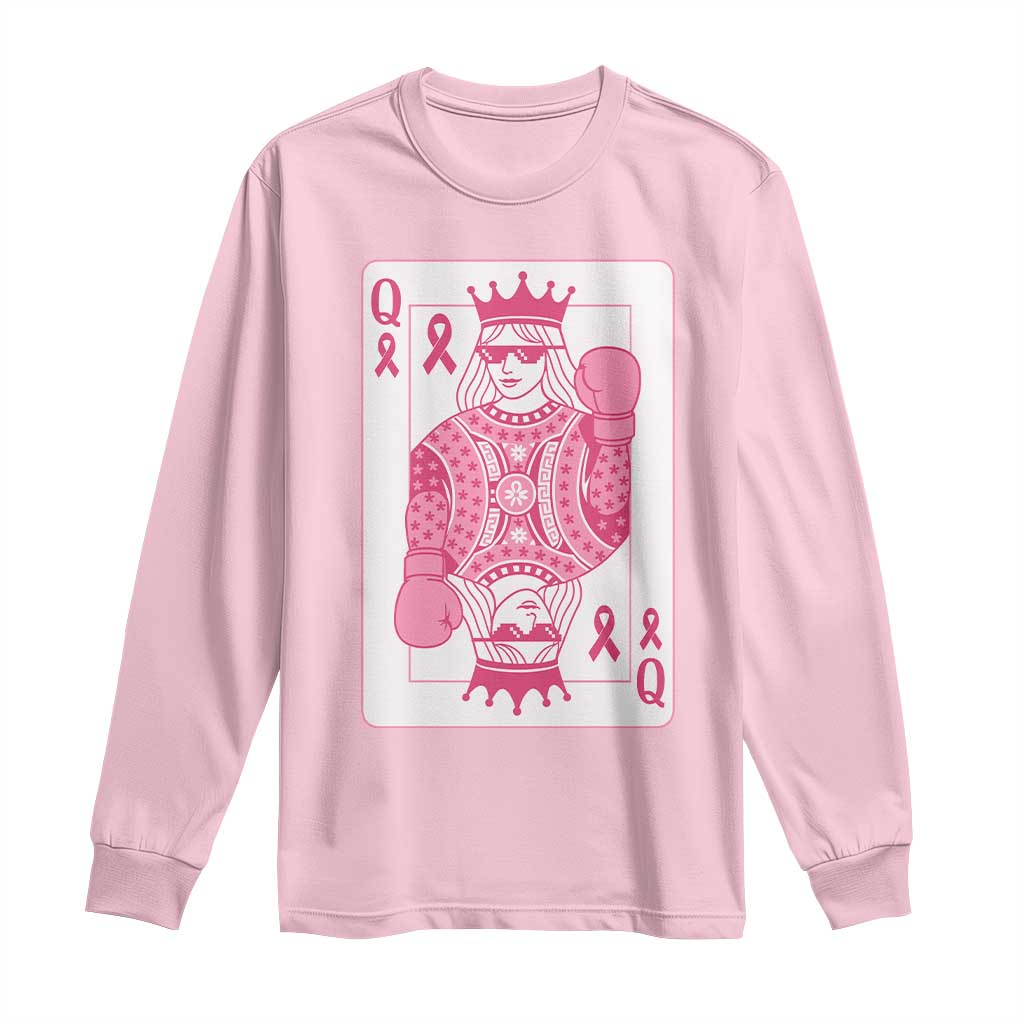Breast Cancer Awareness Long Sleeve Shirt Queen Of Pink Ribbon Blackjack Cards Poker TS10 Light Pink Print Your Wear