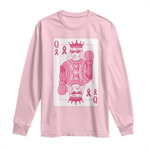 Breast Cancer Awareness Long Sleeve Shirt Queen Of Pink Ribbon Blackjack Cards Poker TS10 Light Pink Print Your Wear