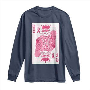 Breast Cancer Awareness Long Sleeve Shirt Queen Of Pink Ribbon Blackjack Cards Poker TS10 Navy Print Your Wear