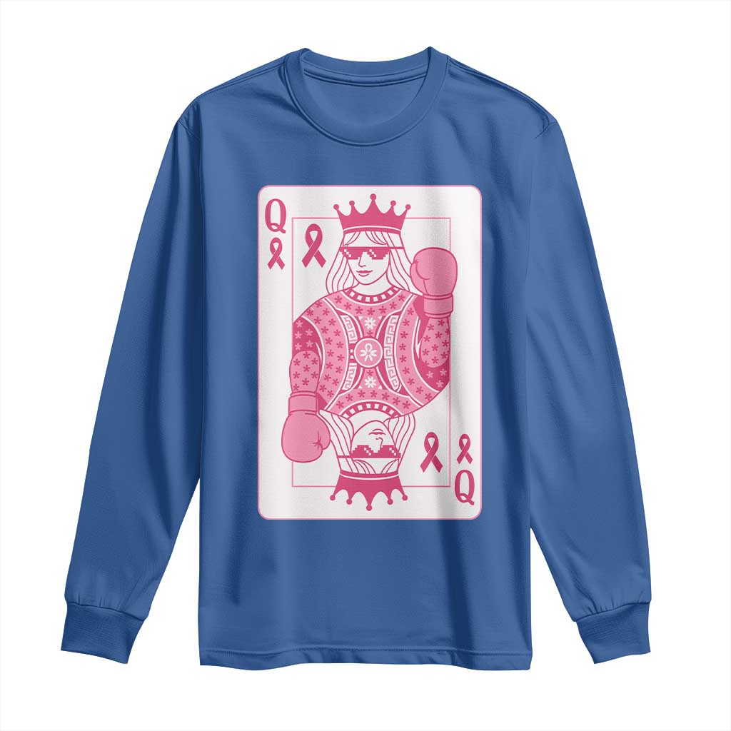 Breast Cancer Awareness Long Sleeve Shirt Queen Of Pink Ribbon Blackjack Cards Poker TS10 Royal Blue Print Your Wear