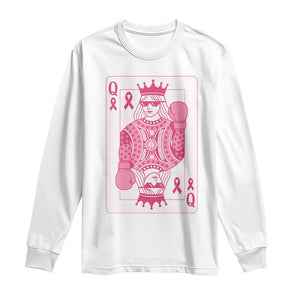 Breast Cancer Awareness Long Sleeve Shirt Queen Of Pink Ribbon Blackjack Cards Poker TS10 White Print Your Wear