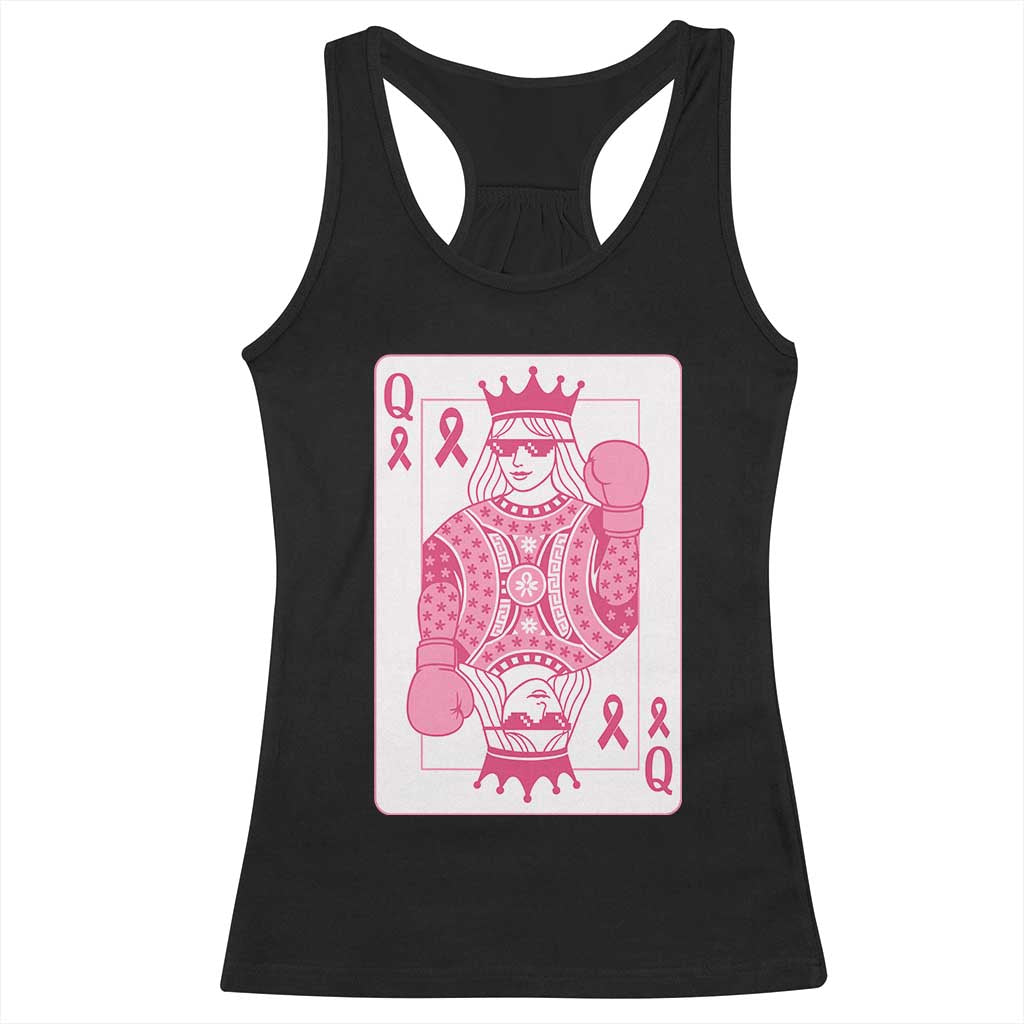 Breast Cancer Awareness Racerback Tank Top Queen Of Pink Ribbon Blackjack Cards Poker TS10 Black Print Your Wear